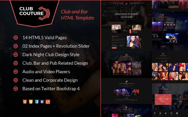 Club Couture - Night Club HTML Website Template