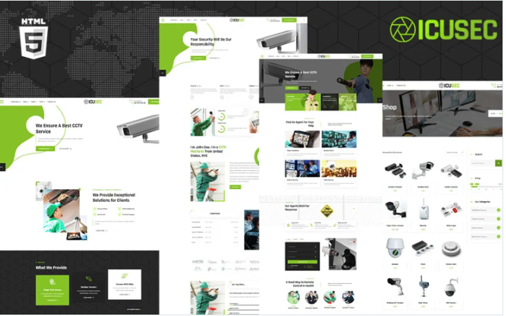 Icusec Camera Accessories Shop and Security Services Website Template