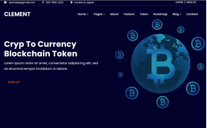 Clement -ICO Bitcoin & Cryptocurrency Website Template
