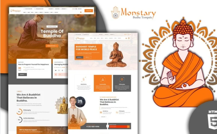 Monstary Buddhist Temple HTML5 Website Template
