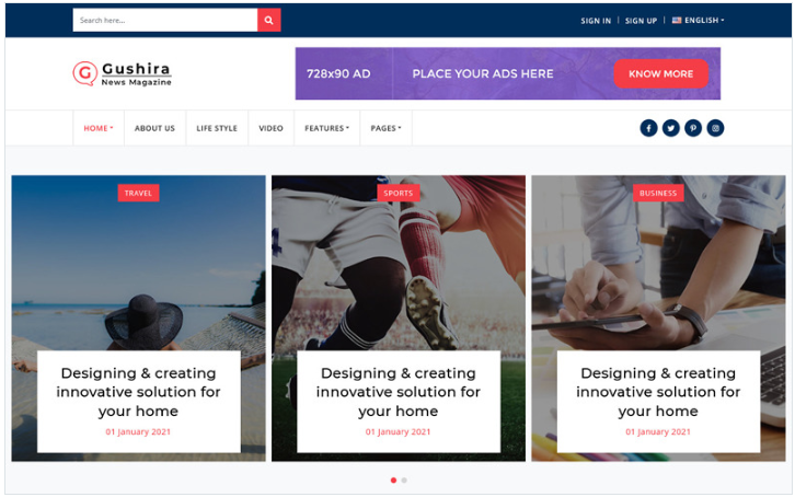 Gushira - News Magazine Responsive Multi page HTML Template