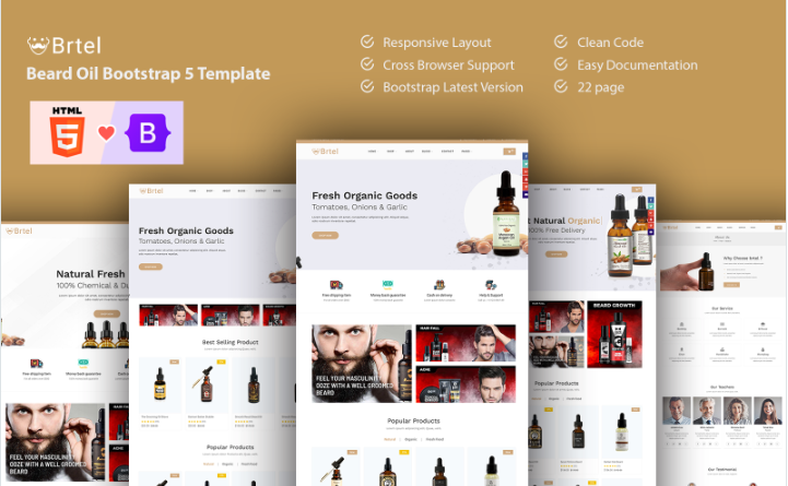 Brtel - Beard Oil Bootstrap 5 Template