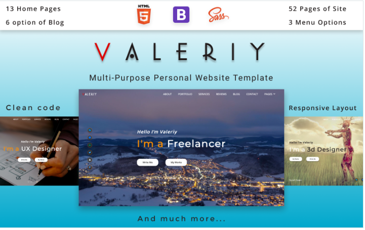 Valeriy | Multi-Purpose Personal Website HTML Template