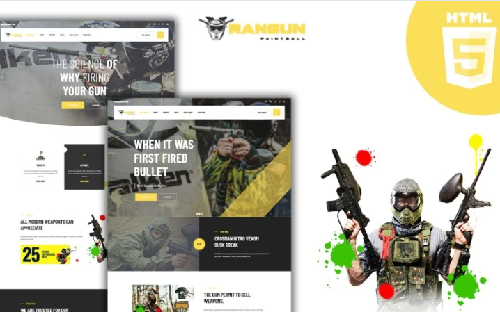 Rangun Air Soft Paintball Extreme Sports Club HTML5 Website Template