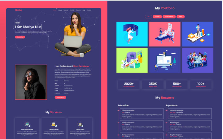Mariya - Personal Portfolio Website Template