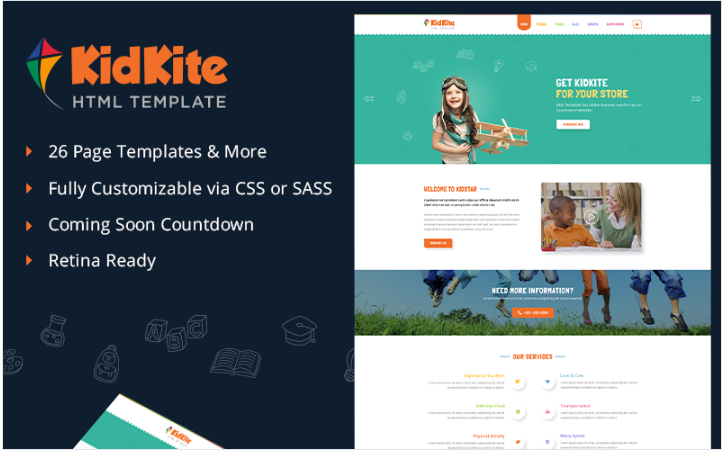 School Daycare for Kids & Children Ecommerce Website Template