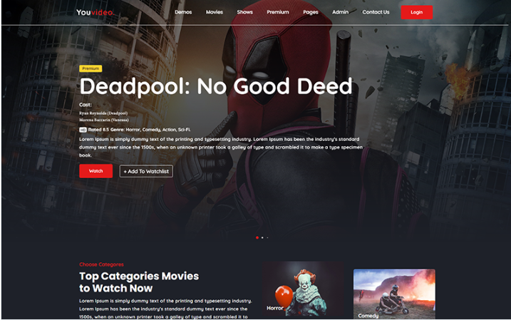 You-video streaming Website Template