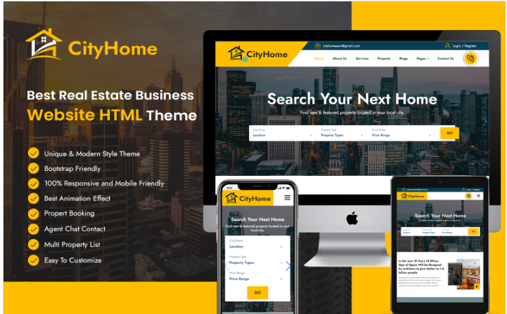 CityHome Real Estate HTML Template