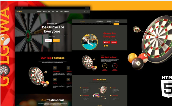 Golgowa Dart & Pool HTML5 Website Template