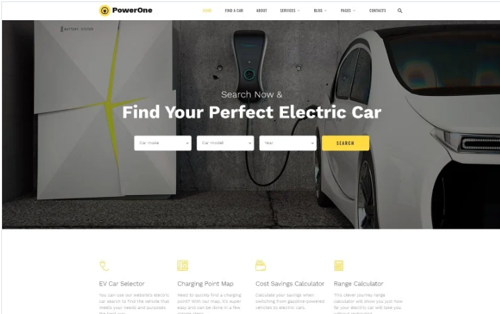 PowerOne - Electric Cars Classic Multipage HTML5 Website Template