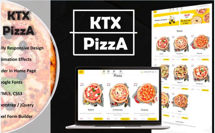 KTX Pizza - Responsive HTML5 Template for Pizza Delivery Service