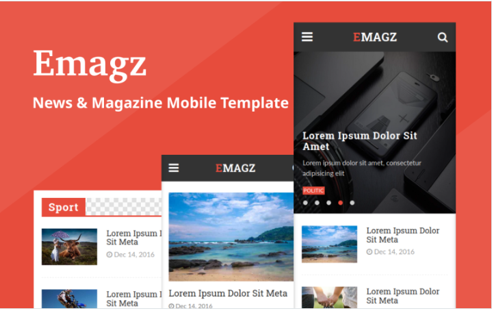 Emagz - News & Magazine Mobile Website Template