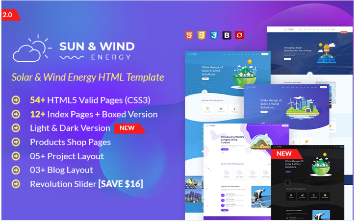Sun and Wind Energy HTML Template Website Template