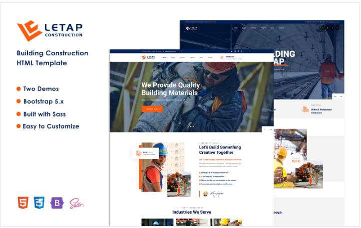 Letap - Building Construction Bootstrap 5 Template