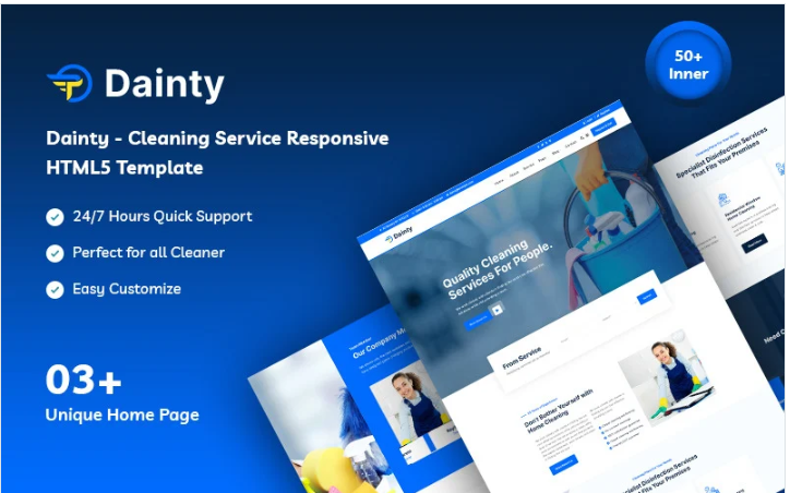 Dainty – Cleaning Service Responsive Website Template
