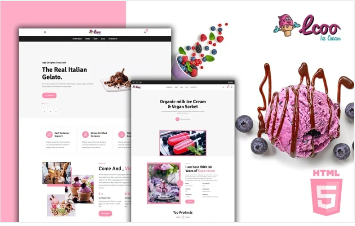 Icoo Modern Desserts and Sweets HTML5 Website Template