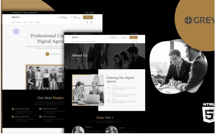 Greyli Modern Agency HTML5 Website Template
