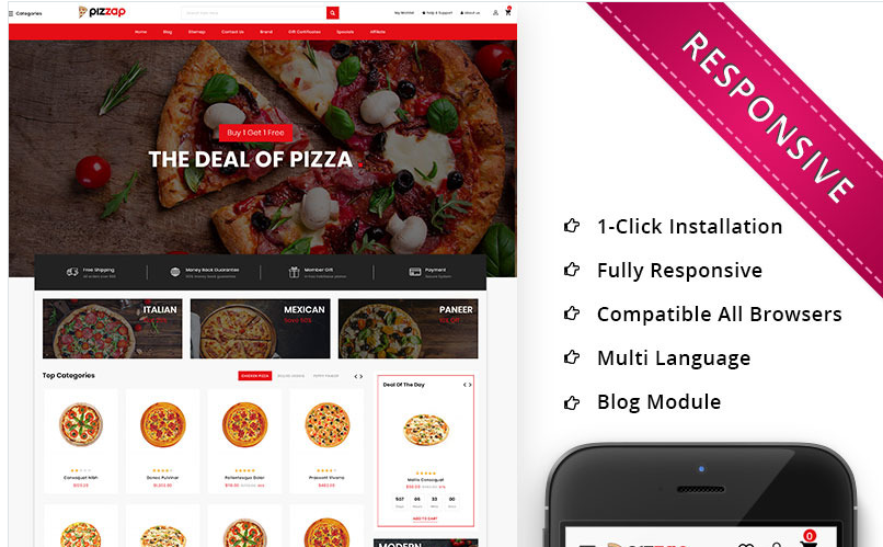 Pizzap - The Pizza Store OpenCart Template