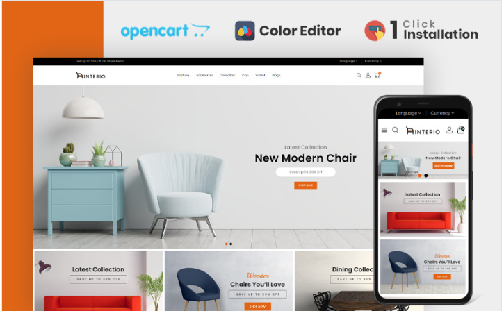 Interio Furniture Store OpenCart Template