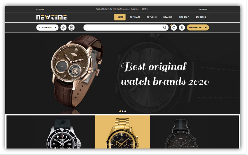 Newtime - Watch Store OpenCart Template