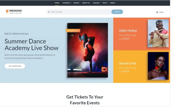 Weekend - Tickets Multipage Creative HTML Website Template