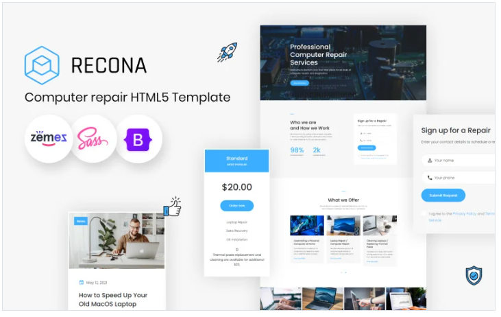 Recona - Computer & Mobile Repair Services HTML5 Template