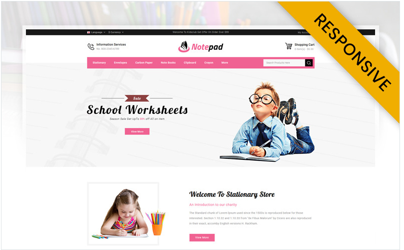 NotePad - Stationary Store OpenCart Template