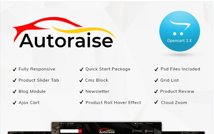 Autoraise Auto Store OpenCart Template