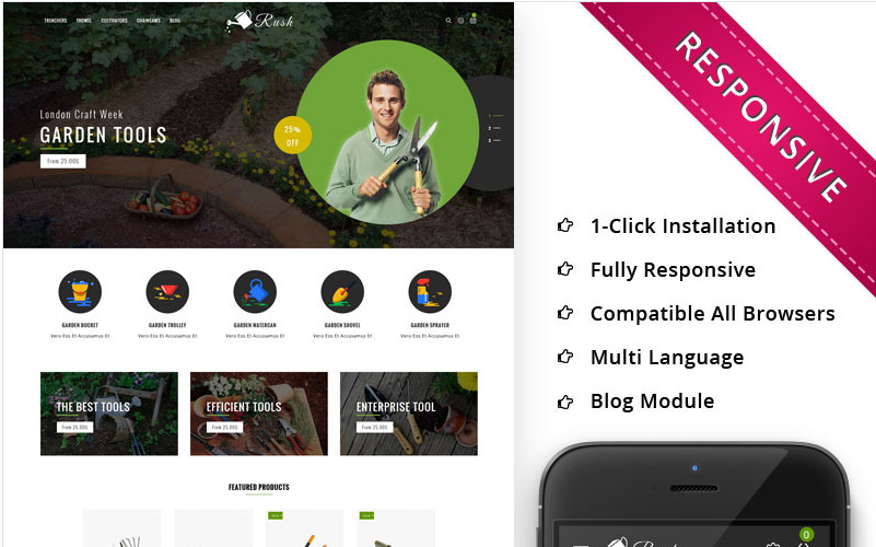 Rush - The Gardening Tools OpenCart Template