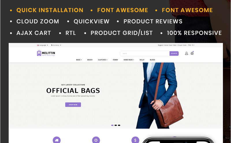 Melittin - Bag Store OpenCart Template