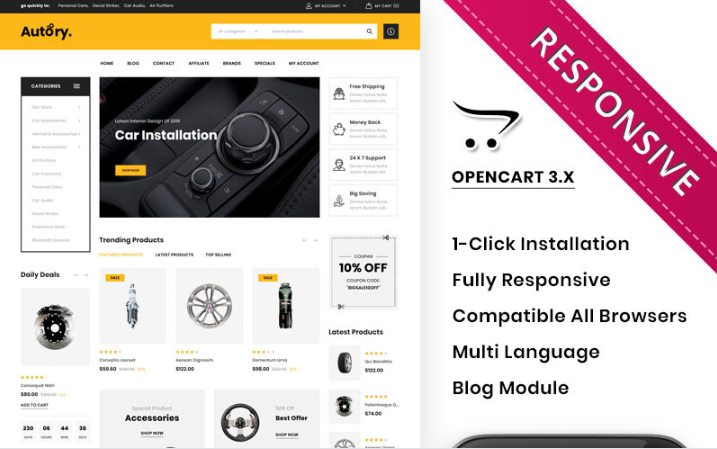 Autorry - Auto Parts Store OpenCart Template