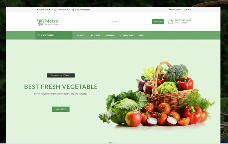 Metro Grocery and Vegetables OpenCart Template
