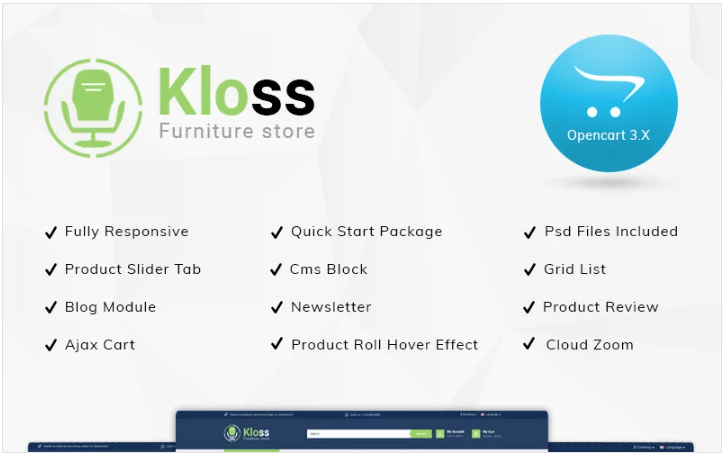 Kloss Furniture Store Responsive OpenCart Template