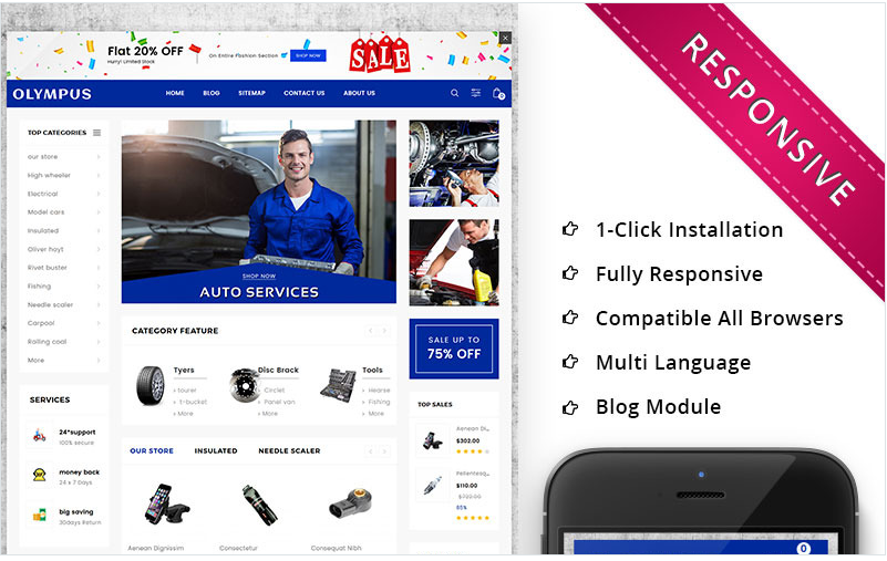 Olympus - Automobile Store Premium OpenCart Template