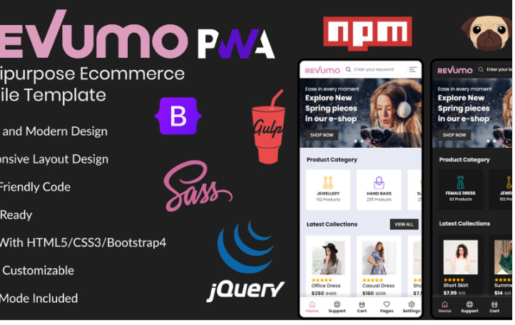 Revumo Ecommerce Mobile HTML Website Template