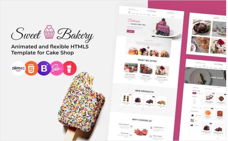 Sweet Bakery - Cake Shop Responsive Website Template