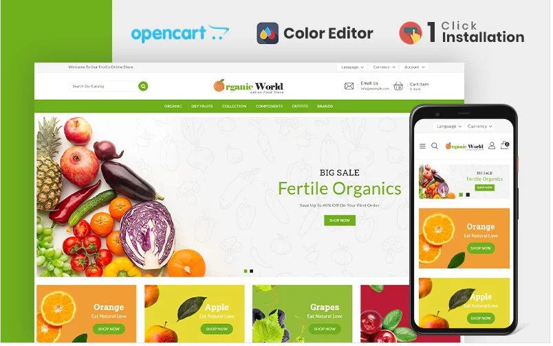 Organic World Grocery Store OpenCart Template