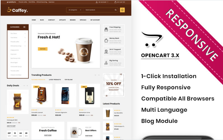 Caffey - The Mega Coffee Shop OpenCart Template