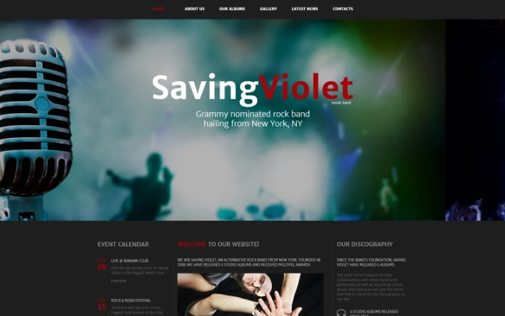 SavingViolet - Music Band Responsive HTML5 Website Template