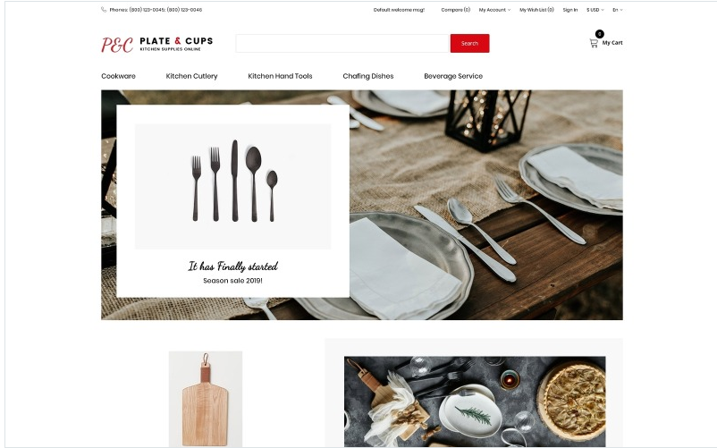 Plate & Cups - Food and Restaurant Simple Clean Bootstrap OpenCart Template