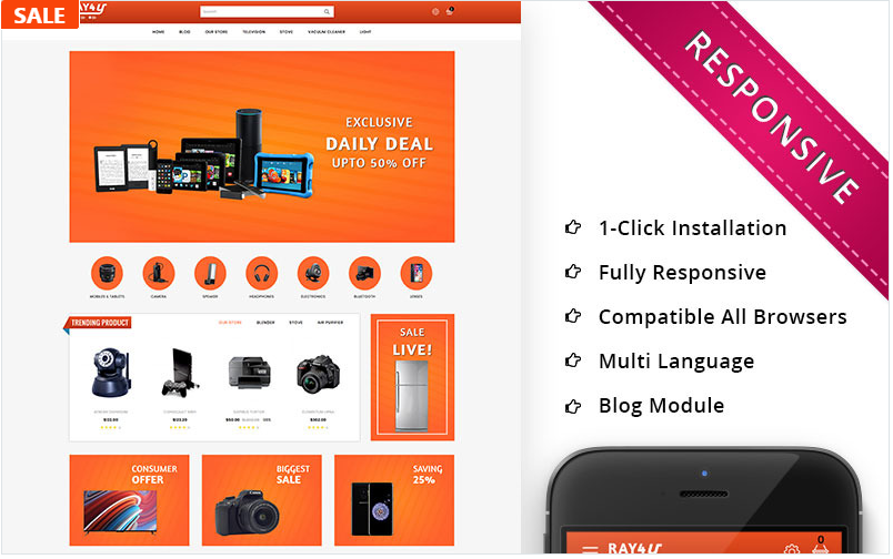 Ray4u Electronic Store Responsive OpenCart Template