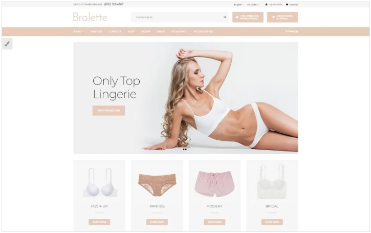 Bralette Lingerie OpenCart Template