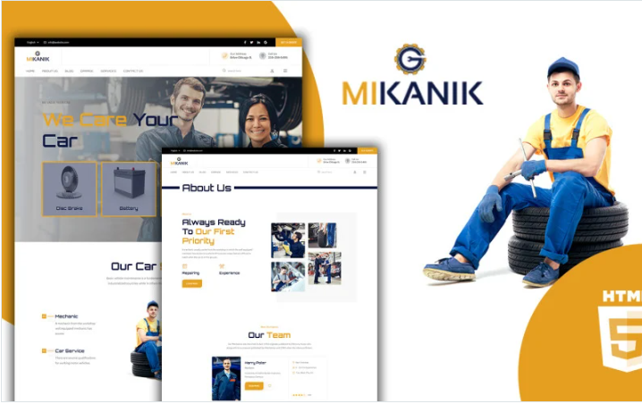 Mikanik Car Repair Services HTML5 Website Template