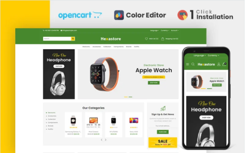 Hexastore Electronics Store OpenCart Template