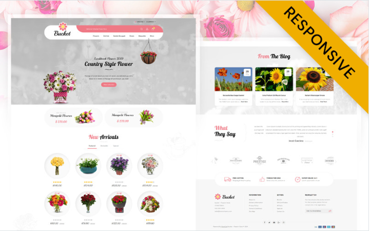 Bucket Flowers Store OpenCart Template