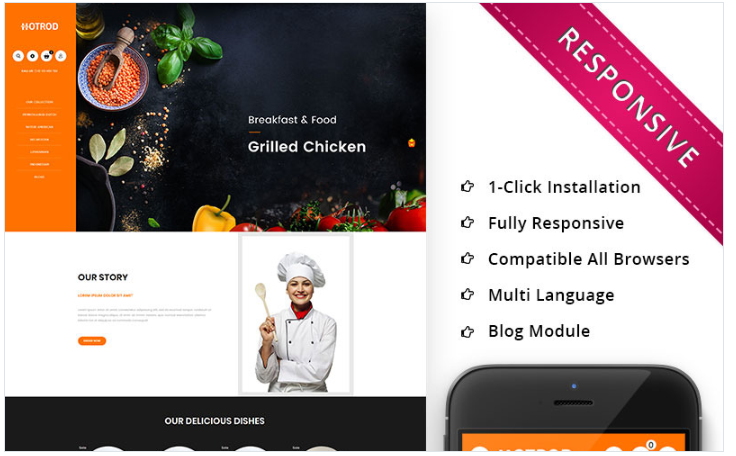 Hotrod Fast Food - Responsive OpenCart Template