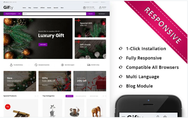 Gifty - The Gift Store Responsive OpenCart Template