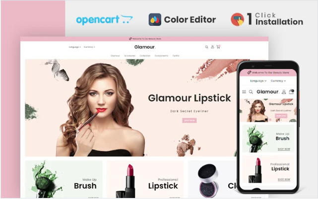Glamour Cosmetics Store OpenCart Template