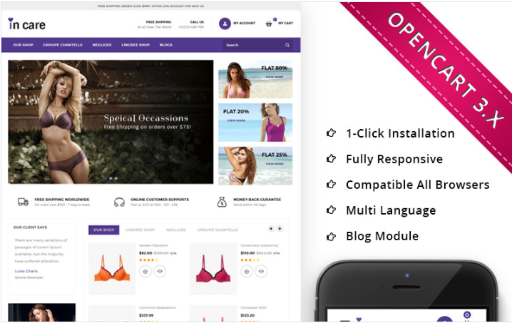 Incare Lingerie Store - Responsive OpenCart Template