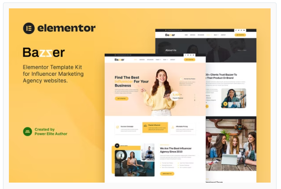 Product Image - Bazzer – Influencer Marketing Agency Elementor Template Kit